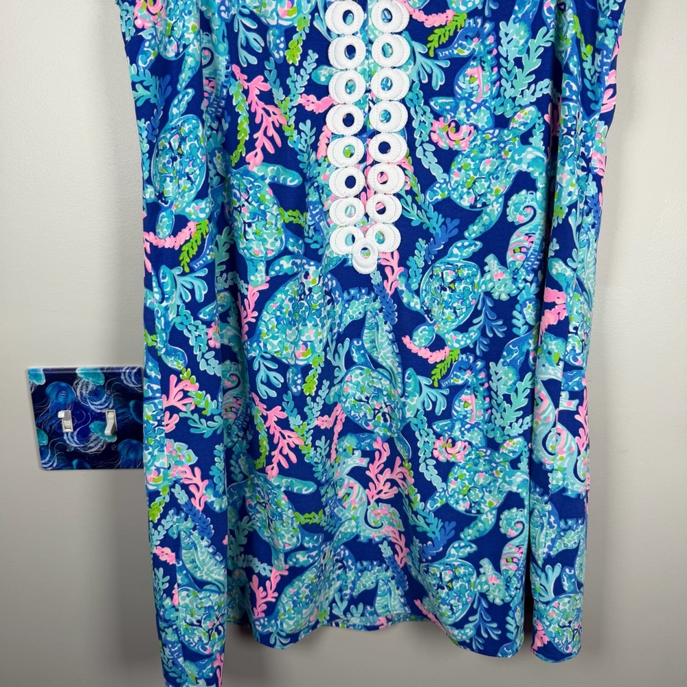 NWT Lilly Pulitzer Jane Shift Dress Turtle Villa CORSICA BLUE Size 14 Beach - Picture 5 of 14